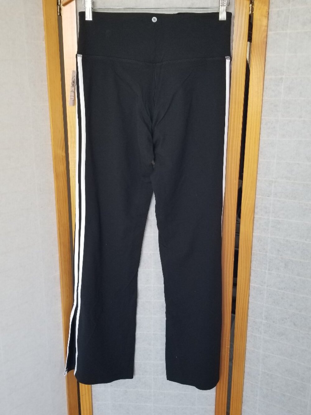NEW Victoria's Secret Black Flare Leggings Stripe Split Hem Pants NWT